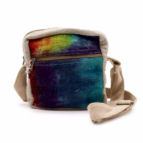 Umhängetasche aus Hanf mit Batikmuster und 1 Reißverschluss
