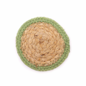 Natürlicher Untersetzer – Jute und Baumwolle 10 cm (4er-Set) – Olive Boarder