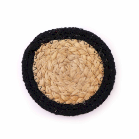 Natürlicher Untersetzer – Jute und Baumwolle 10 cm (4er-Set) – schwarzer Rand
