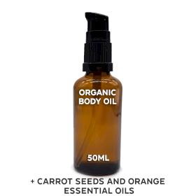 10x Organisches Körperöl 50 ml-Ohne Etikett- Karotte & Orange