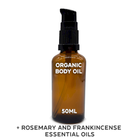10x Organisches Körperöl 50 ml -Ohne Etikett- Rosmarin und Weihrauch