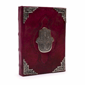 Kräftiges rotbraunes Buch - Zink-Hamsa-Dekor – 200 Seiten mit Büttenrand
