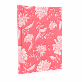 Baumwollgebundene Notizbücher 20x15cm - 96 Seiten – Rosa Blumen