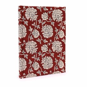 Baumwollgebundene Notizbücher20x15cm -96 Seiten – Burgunderrot mit Blumenmuster