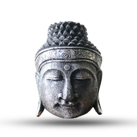 Heimdekoration Buddha-Kopf - 25cm - Silber glänzendes Finish
