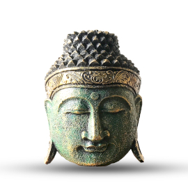 Heimdekoration Buddha-Kopf- 25cm - Grün glänzendes Finish