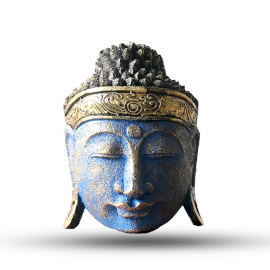 Heimdekoration Buddha-Kopf - 25cm -Blau glänzendes Finish