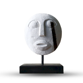 Dekorative Stammesmaske aus Timor - Weiß 27x20cm
