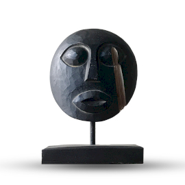 Dekorative Stammesmaske aus Timor - Schwarz 27x20cm