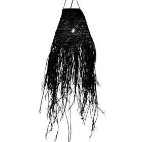 Geflochtener Hängelampenschirm aus Doum – 20 x 15 cm- Schwarz