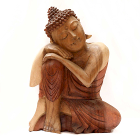 Handgeschnitzte Buddha-Statue – 30 cm, denkend – beschädigt