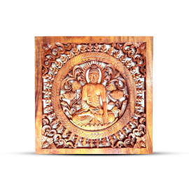 Quadratisches dekoratives Buddha-Panel aus Holz 40x40cm