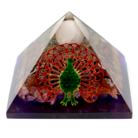 Groß Orgonite Pyramid 80 mm - Pfau