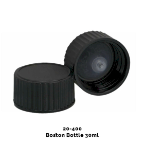 50x Verschluss für bernsteinfarbene Boston-Flasche (für 30 ml und 60 ml) – schwarzer Kunststoff, 20–400 mm