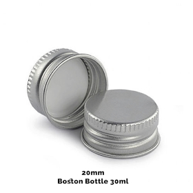 50x Verschluss für bernsteinfarbene Boston-Flasche (für 30 ml und 60 ml) – Aluminium 20 mm