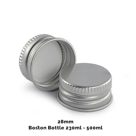 50x Verschluss für bernsteinfarbene Boston-Flasche (for 230ml & 500ml) - Aluminium Silber 28mm