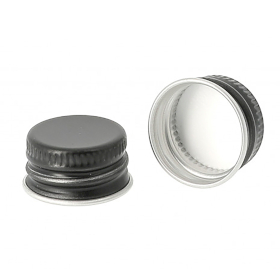 50x Kappe für Medizinflasche aus Glas Schwarz - Aluminium Schwarz 28mm
