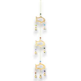 4x Indisches Windspiel - Fischtropfen - 7 Glocken - 8,5x54cm