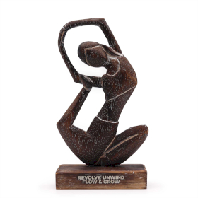 Yoga-Dame aus Holz – Antik – Gedrehte Pose