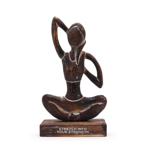 Yoga-Dame aus Holz – Antik – Kuhgesichtshaltung