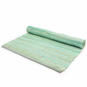 Großer indischer handgewebter Baumwollteppich – 130 x 170 cm – Aqua