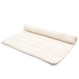 Großer indischer handgewebter Baumwollteppich – 130 x 170 cm – Creme