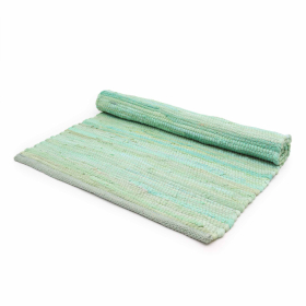 Mittlerer indischer handgewebter Baumwollteppich - 90x150cm - Aqua