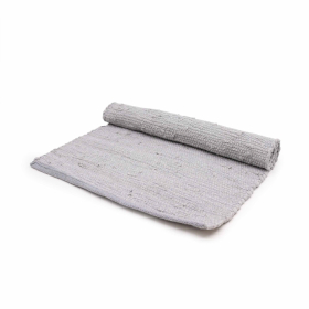 Kleiner indischer handgewebter Baumwollteppich – 50 x 90 cm – Grau