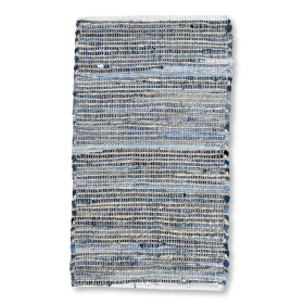 Mittelgroßer Teppich aus Jute und recycelter Baumwolle – 90 x 150 cm – Blau