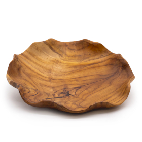 Glatte, runde Obstschale aus Teakholz- 28x5.5cm