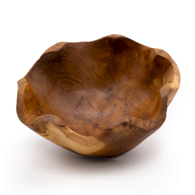Mittlere, glatte Obstschale aus Teakholz- 21x9cm