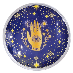 Emaillierter Opferteller mit drei Beinen -Hamsa Mitternachtsblau