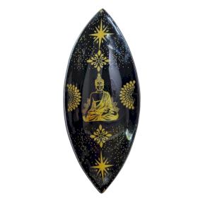 Emaillierte Räucherschale- Aluminum -Gold & Schwarzer Buddha