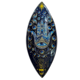 Emaillierte Räucherschale- Aluminum - Blaue Hamsa