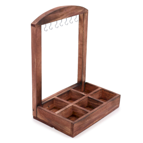 Hängender Ständer und Präsentationstablett - 6 (2x3) Fächer - Dunkles Holz
