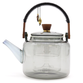 Teekanne aus Glas mit Sieb - Mit Dampfgarsystem, Anthrazit - 1000 ml