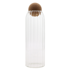 Glasgefäß mit Korkkugel– gerippt – 25 cm