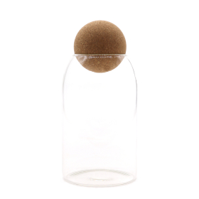 Glasgefäß mit Korkkugel– Klar - 15cm