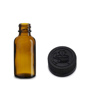 120x 30ml Boston-Flasche aus bernsteinfarbenem Glas mit kindersicherem schwarzem Kunststoffverschluss