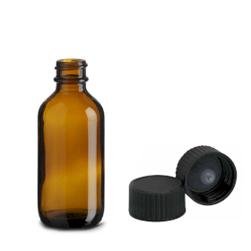 80x 60ml Braune Boston-Glasflasche mit schwarzem Kunststoffverschluss