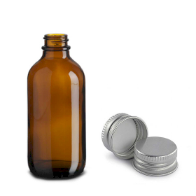 64x 120ml Boston-Flasche aus bernsteinfarbenem Glas mit Aluminiumverschluss