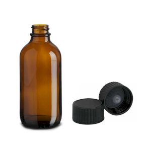 64x 120ml Braune Boston-Glasflasche mit schwarzem Kunststoffverschluss