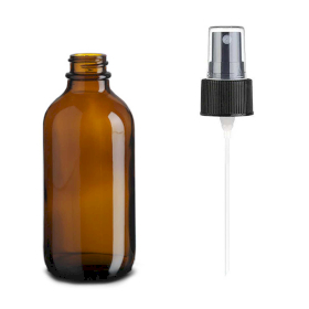 64x 120ml Boston-Flasche aus bernsteinfarbenem Glas mit Sprühverschluss aus schwarzem Kunststoff