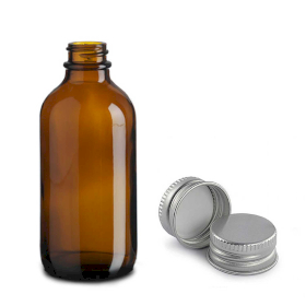 48x 230ml Boston-Flasche aus bernsteinfarbenem Glas mit Aluminiumverschluss