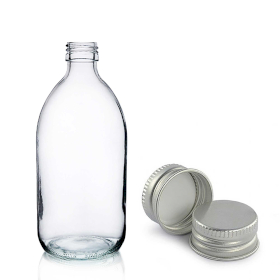 36x 200 ml Medizinflasche aus klarem Glas mit Aluminiumverschluss