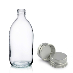 40x 300 ml Medizinflasche aus klarem Glas mit Aluminiumverschluss