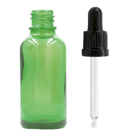 70x 100 ml grüne Tropfflasche aus Glas mit schwarzer T/E-Pipette
