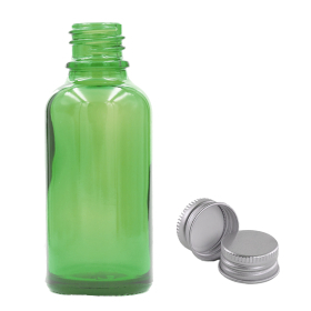 70x 100 ml grüne Tropfflasche aus Glas mit Aluminiumkappe