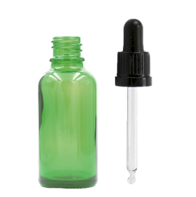156x 15 ml grüne Tropfflasche aus Glas mit schwarzer T/E-Pipette