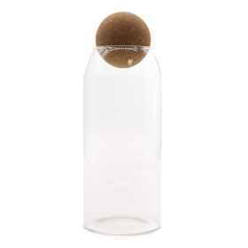 Glasgefäß mit Korkkugel– Klar - 20cm